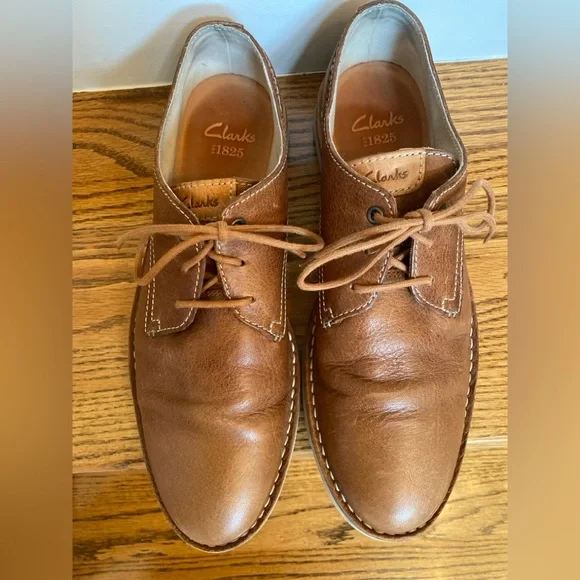 Clarks Men's Size 10M Tan Leather Low Oxford Shoes in EUC - Picture 11 of 16